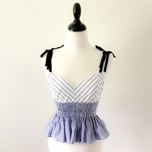 Blue and White Striped Peplum Top